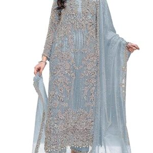 RUDRAPRAYAG Organza Embroidered Semi Stitched Anarkali Suit For Women