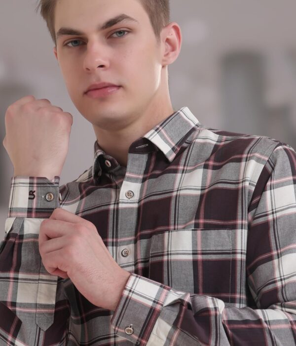 TURMS Anti Stain Men's Checks Shirt | Anti Odor Water Repellent | Cotton Full Sleeves | Available in Plus Sizes, Multiple Colors & Patterns - Image 6