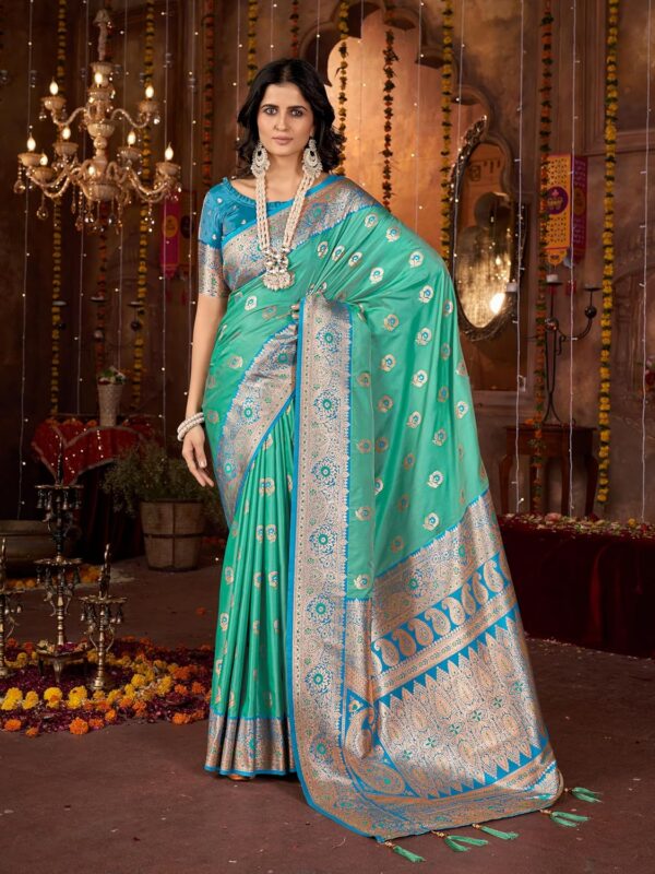 Mehrang Cotton Banarasi Silk Saree for Women With Unstitched Blouse Piece - Image 2