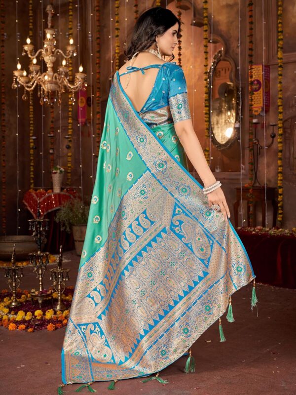 Mehrang Cotton Banarasi Silk Saree for Women With Unstitched Blouse Piece - Image 6