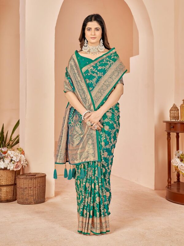 Mehrang Cotton Banarasi Silk Saree for Women With Unstitched Blouse Piece - Image 5