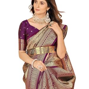 Mehrang Cotton Banarasi Silk Saree for Women With Unstitched Blouse Piece