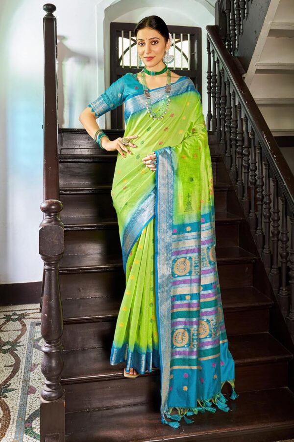 SWORNOF Women's Tussar Raw Silk With Tassels|sarees for women|sarees for women|jute silk sarees|tussar silk saree for women|banarasi silk saree for festival - Image 2