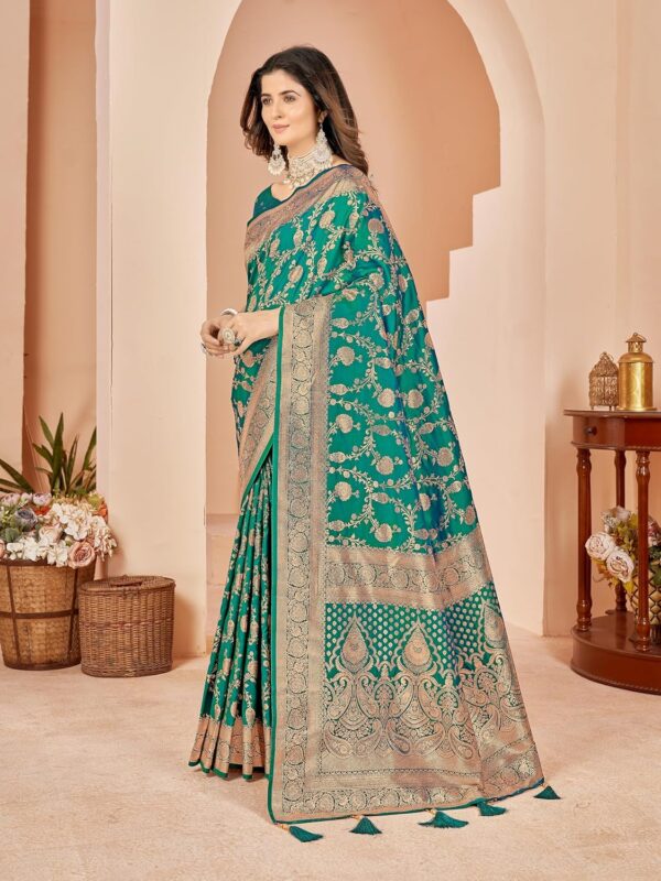 Mehrang Cotton Banarasi Silk Saree for Women With Unstitched Blouse Piece - Image 3
