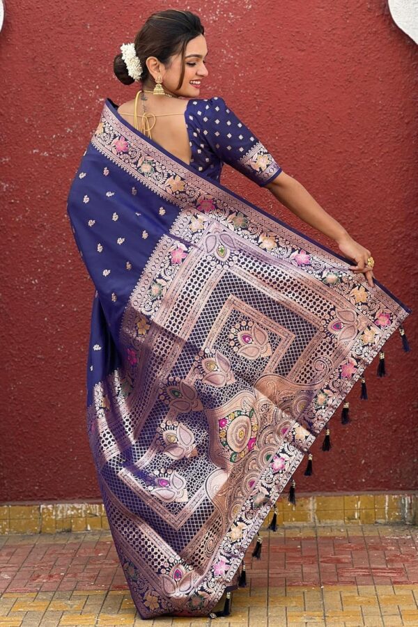 SGF11 Women's Kanjivaram Pure Soft Silk Saree With Unstitched Blouse Piece - Image 4