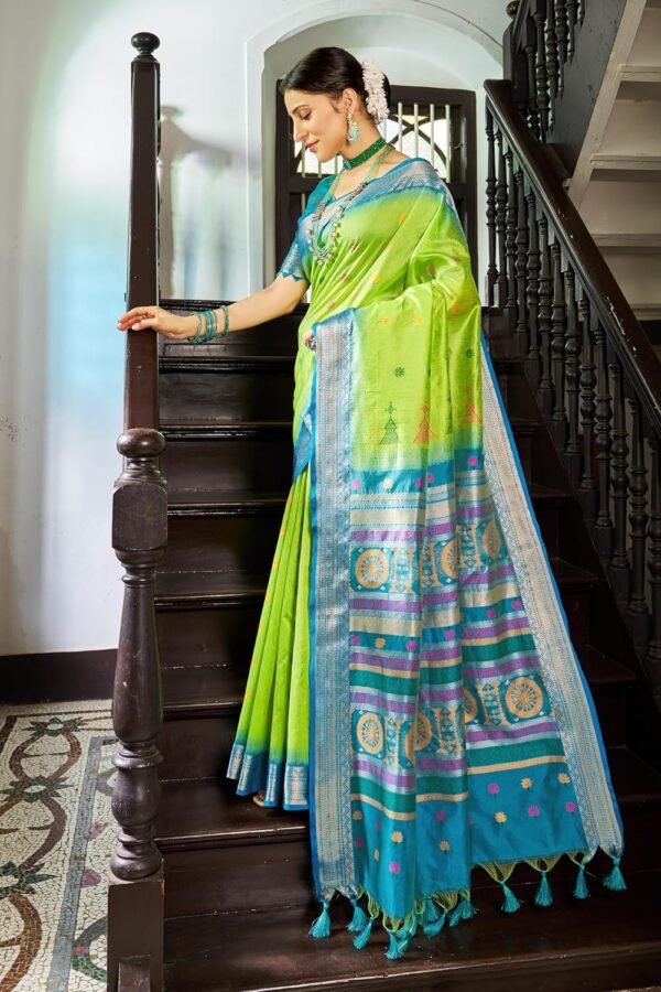 SWORNOF Women's Tussar Raw Silk With Tassels|sarees for women|sarees for women|jute silk sarees|tussar silk saree for women|banarasi silk saree for festival - Image 3