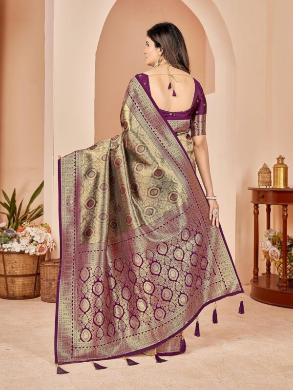 Mehrang Cotton Banarasi Silk Saree for Women With Unstitched Blouse Piece - Image 5