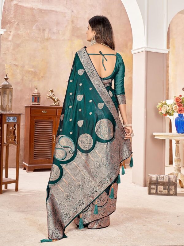Mehrang Women's Pure Kanjivaram Silk Saree Banarasi Silk Wedding Sarees for Women with Blouse Piece - Image 6
