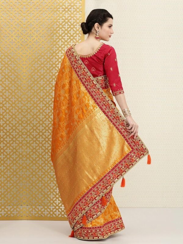 TRENDMALLS Women's Pure Silk Embroidery Work Saree with Unstitch Blouse Piece - Image 2