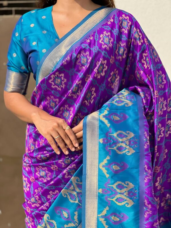 SGF11 Women's Kanjivaram Patola Soft Pure Silk Sarees With Unstitched Blouse Piece - Image 5