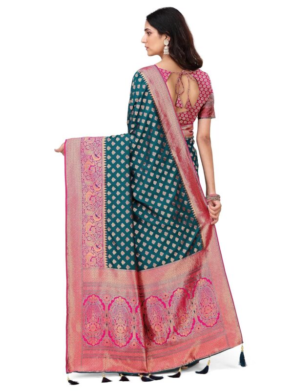 Mehrang Cotton Banarasi Silk Saree for Women With Unstitched Blouse Piece - Image 3