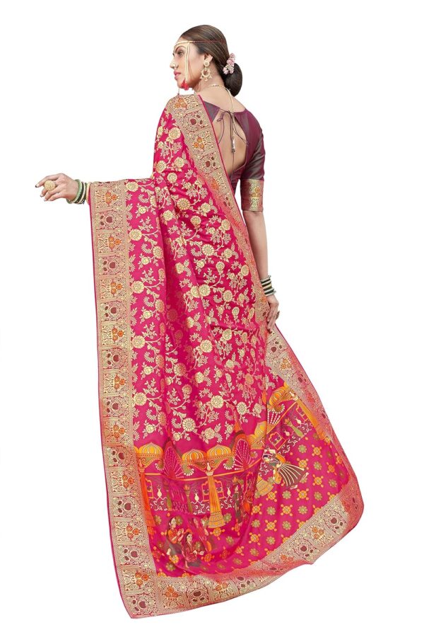 Monjolika Fashion Women's Banarasi Silk Saree With Blouse Piece. - Image 4