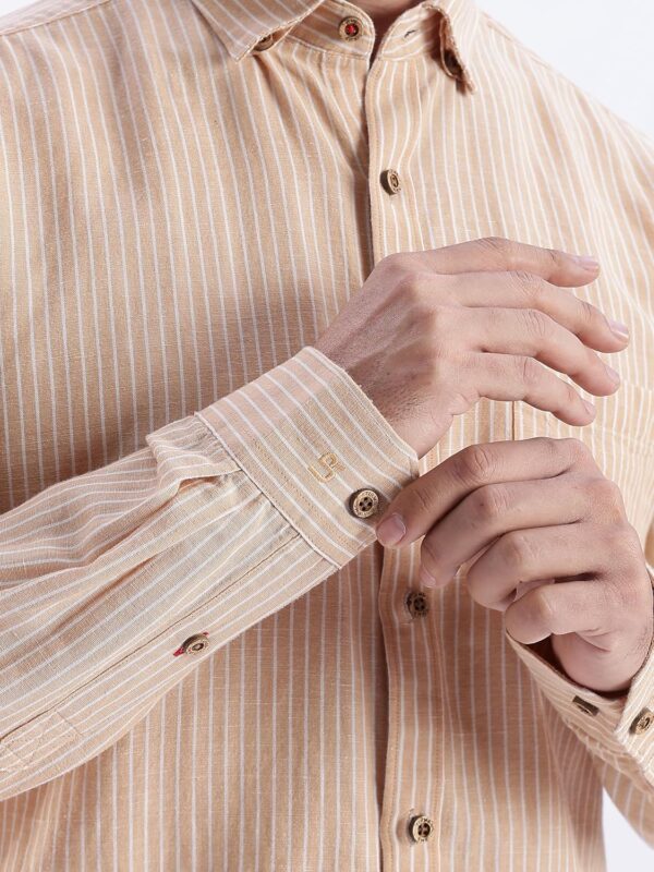 TURMS Water Repellent Men's Striped Shirt | Anti Stain Anti Odor | Concealed Button Down Collar Full Sleeves Kansas Linen Casual and Formal Wear - Image 5