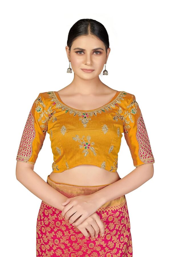 Monjolika Fashion Women's Patola pallu Banarasi tissue silk saree Comes with Unstitched Blouse piece - Image 6