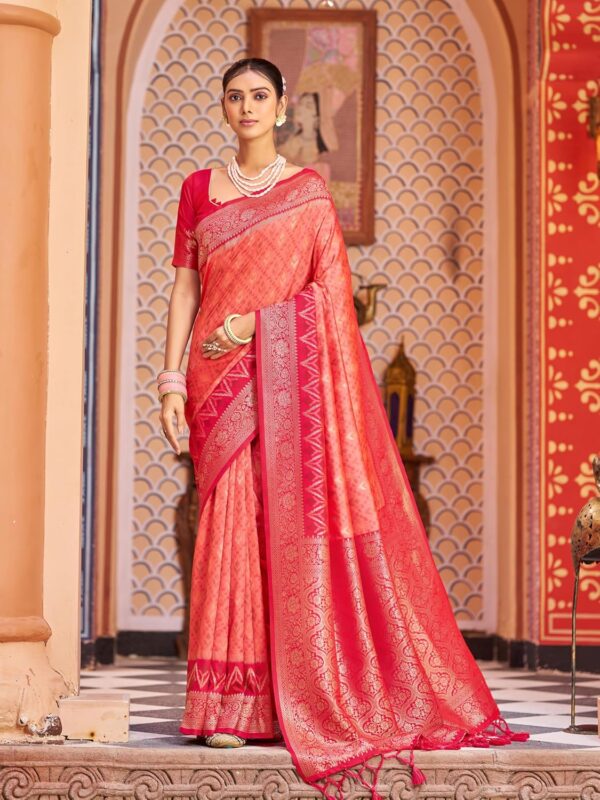 SWORNOF Women's kanjivaram banarasi silk saree for Patola festival Wedding silk with rich pallu Design sarees for women with blouse piece - Image 2