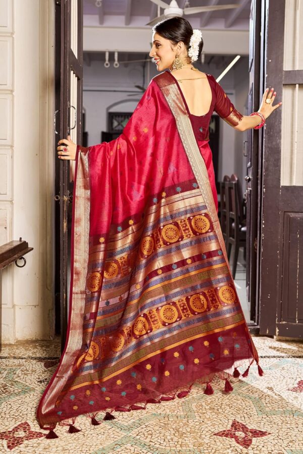 SWORNOF Women's Tussar Raw Silk With Tassels|sarees for women|sarees for women|jute silk sarees|tussar silk saree for women|banarasi silk saree for festival - Image 4