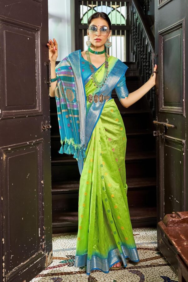 SWORNOF Women's Tussar Raw Silk With Tassels|sarees for women|sarees for women|jute silk sarees|tussar silk saree for women|banarasi silk saree for festival - Image 5