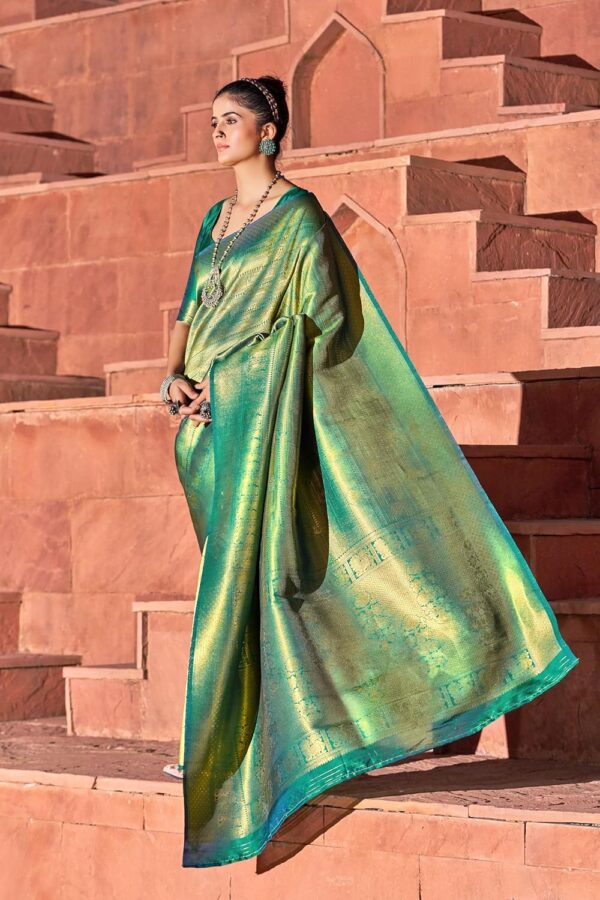 SWORNOF Women's kanjivaram banarasi silk saree for Patola festival Wedding silk with rich pallu Design sarees for women with blouse piece - Image 3