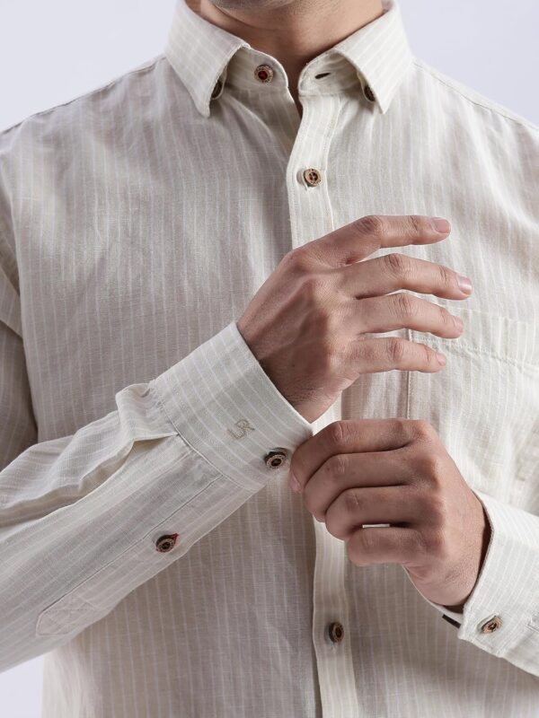 TURMS Water Repellent Men's Striped Shirt | Anti Stain Anti Odor | Concealed Button Down Collar Full Sleeves Kansas Linen Casual and Formal Wear - Image 6