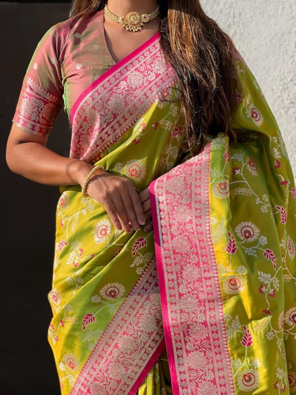 SGF11- Women's Kanjivaram Woven Soft Silk Saree With Blouse Piece - Image 5