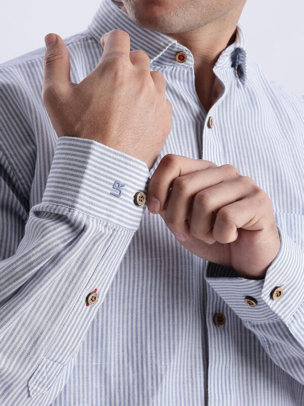 TURMS Water Repellent Men's Striped Shirt | Anti Stain Anti Odor | Concealed Button Down Collar Full Sleeves Kansas Linen Casual and Formal Wear - Image 6