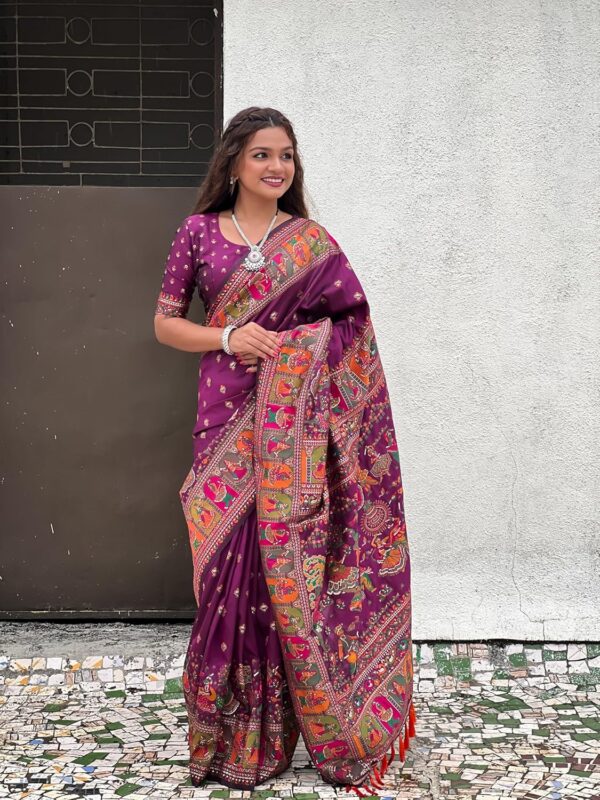 SGF11 Women's Kanjivaram Pure Soft Silk Saree With Unstitched Blouse Piece - Image 2