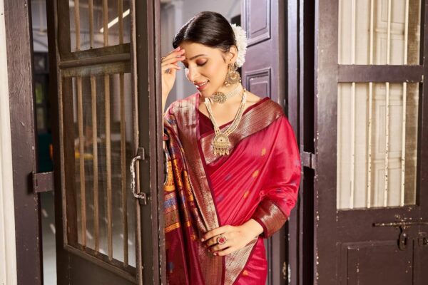 SWORNOF Women's Tussar Raw Silk With Tassels|sarees for women|sarees for women|jute silk sarees|tussar silk saree for women|banarasi silk saree for festival - Image 6