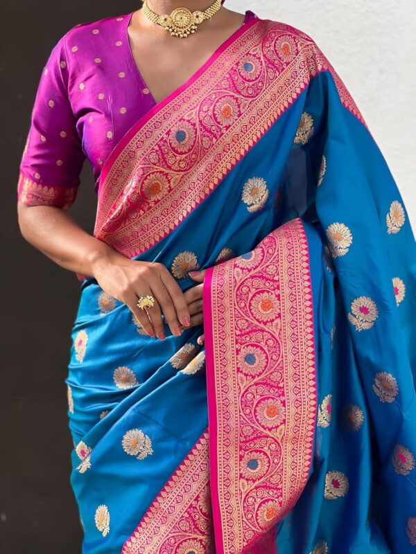 SGF11 Women's Kanjivaram Pure Soft Silk Saree With Unstitched Blouse Piece - Image 6