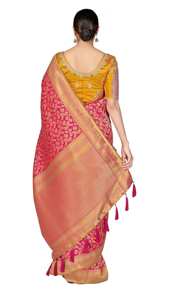 Monjolika Fashion Women's Patola pallu Banarasi tissue silk saree Comes with Unstitched Blouse piece - Image 5