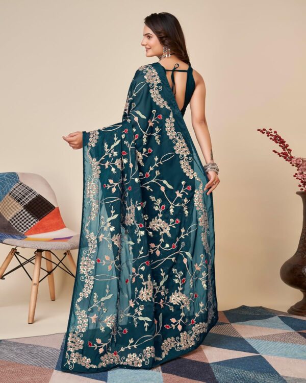 VAIRAGEE Women Beautiful soft Silk Embroidery Work Saree with blouse piece(6093) - Image 3