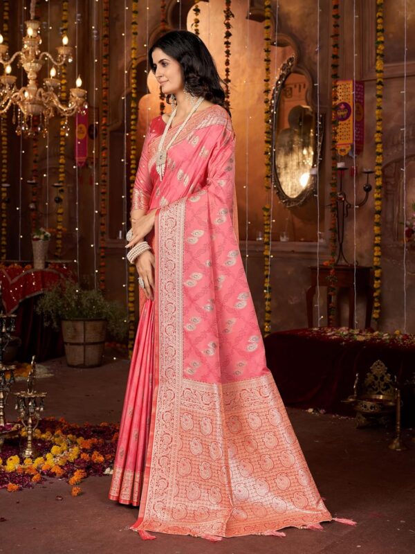 Mehrang Women's Pure Kanjivaram Silk Saree Banarasi Silk Wedding Sarees for Women with Blouse Piece - Image 3