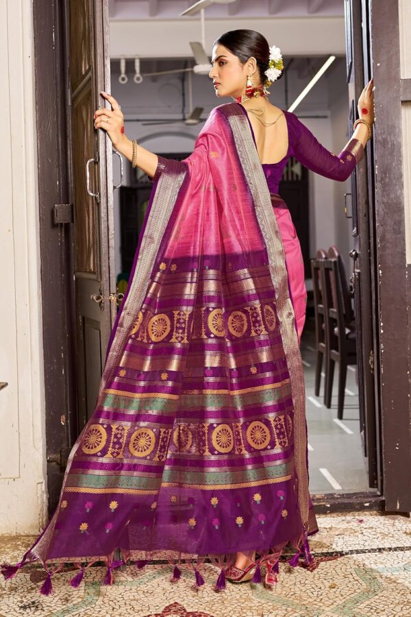 SWORNOF Women's Tussar Raw Silk With Tassels|sarees for women|sarees for women|jute silk sarees|tussar silk saree for women|banarasi silk saree for festival - Image 4