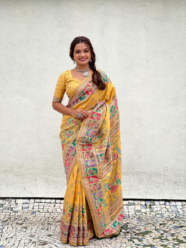 SGF11 Women's Kanjivaram Pure Soft Silk Saree With Unstitched Blouse Piece - Image 5
