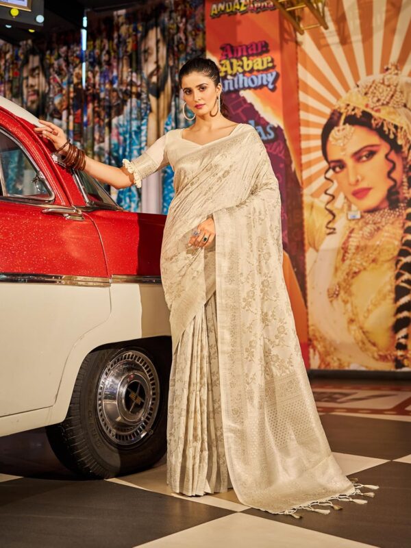 SWORNOF Women's kanjivaram banarasi silk saree for Patola festival Wedding silk with rich pallu Design sarees for women with blouse piece - Image 5