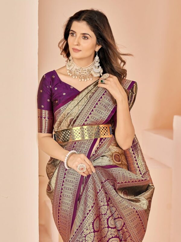 Mehrang Cotton Banarasi Silk Saree for Women With Unstitched Blouse Piece - Image 6