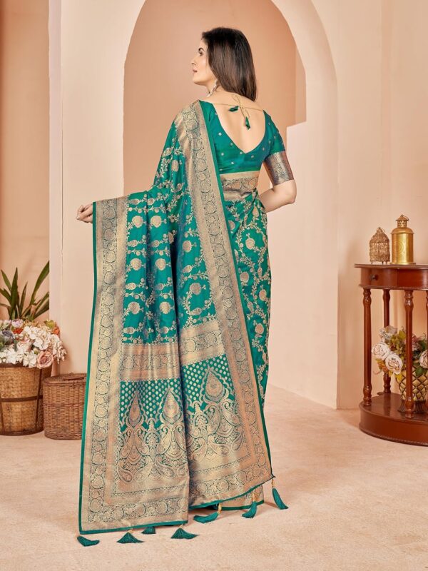 Mehrang Cotton Banarasi Silk Saree for Women With Unstitched Blouse Piece - Image 6