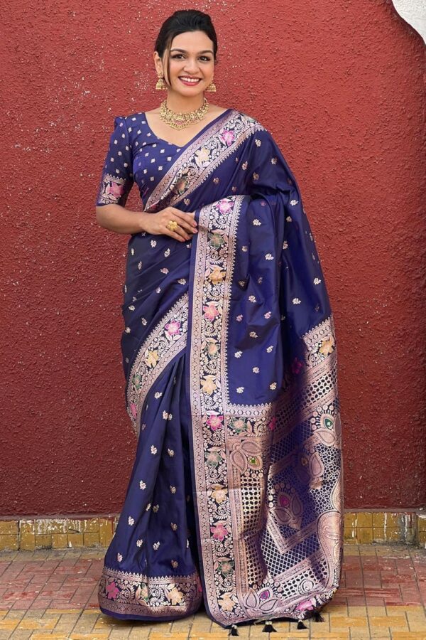 SGF11 Women's Kanjivaram Pure Soft Silk Saree With Unstitched Blouse Piece - Image 2