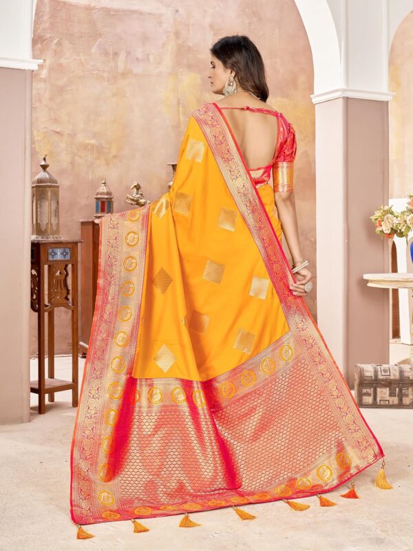 Mehrang Women's Pure Kanjivaram Silk Saree Banarasi Silk Wedding Sarees for Women with Blouse Piece - Image 2
