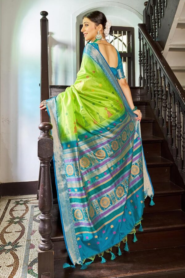SWORNOF Women's Tussar Raw Silk With Tassels|sarees for women|sarees for women|jute silk sarees|tussar silk saree for women|banarasi silk saree for festival - Image 4