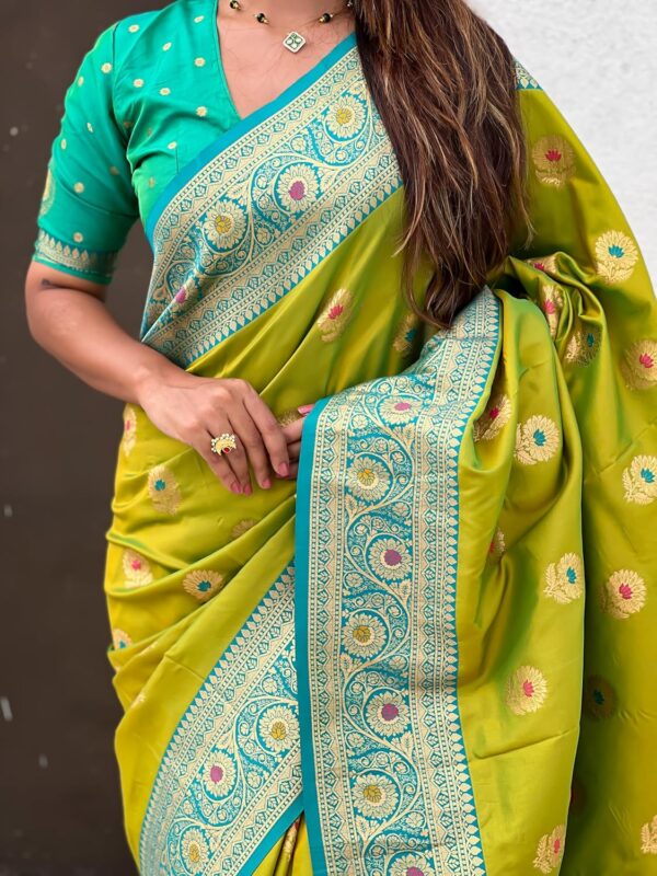 SGF11 Women's Kanjivaram Pure Soft Silk Saree With Unstitched Blouse Piece - Image 6