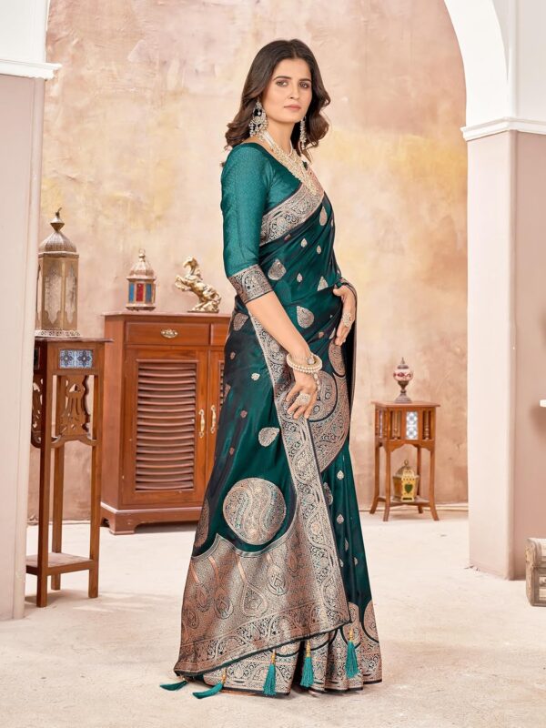Mehrang Women's Pure Kanjivaram Silk Saree Banarasi Silk Wedding Sarees for Women with Blouse Piece - Image 4