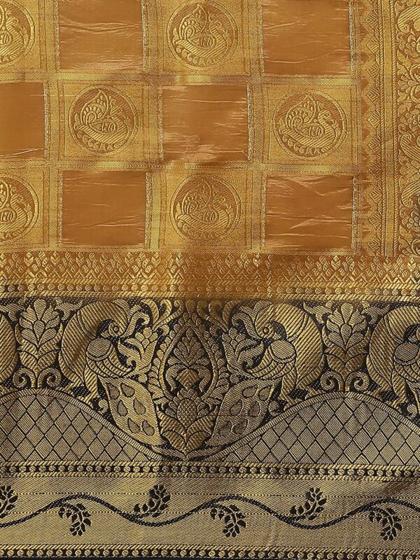 KAVINDI Women's Banarasi Silk With Jacquard Print Saree With Blouse - Image 6