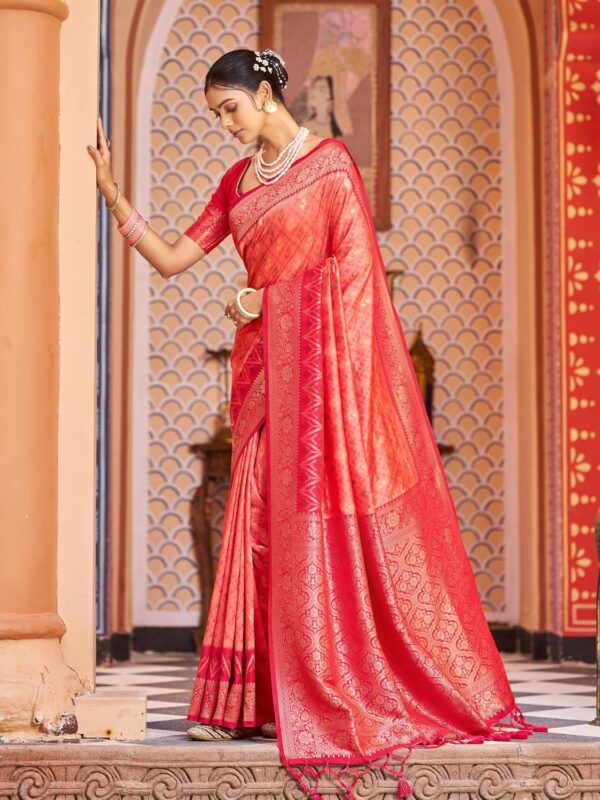 SWORNOF Women's kanjivaram banarasi silk saree for Patola festival Wedding silk with rich pallu Design sarees for women with blouse piece - Image 5