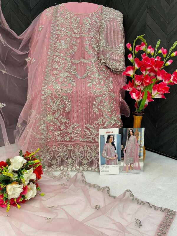 RUDRAPRAYAG Organza Embroidered Semi Stitched Anarkali Suit For Women - Image 3