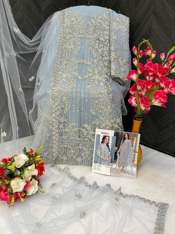 RUDRAPRAYAG Organza Embroidered Semi Stitched Anarkali Suit For Women - Image 3